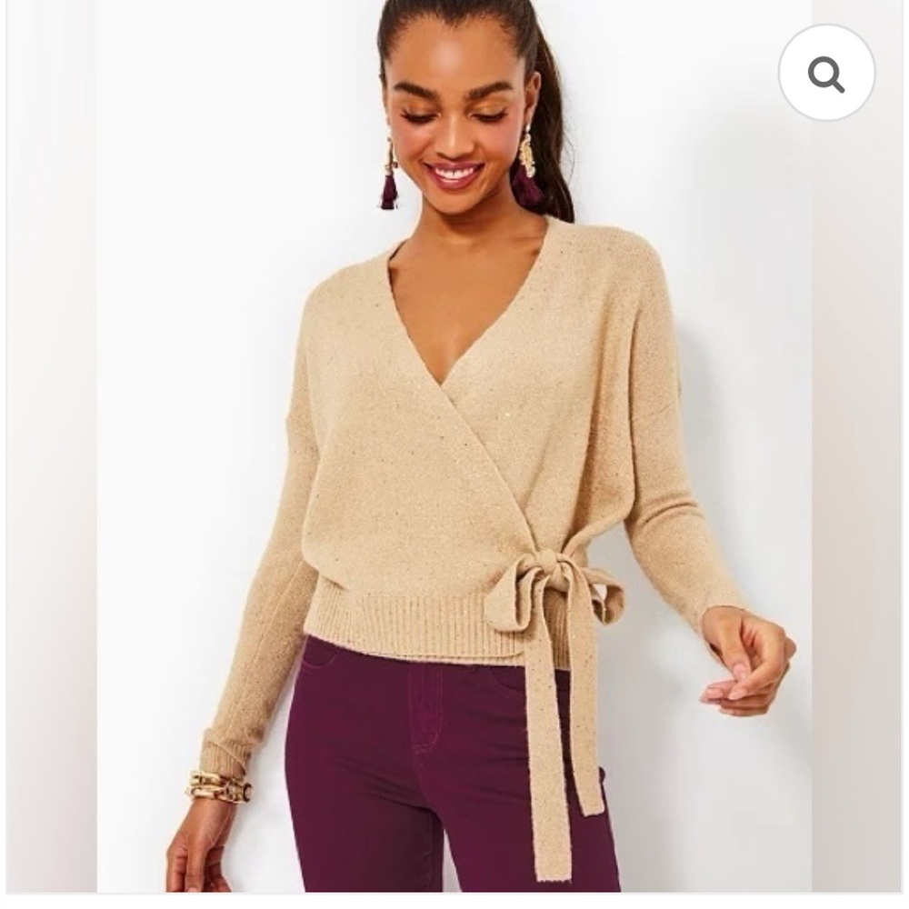 Lilly Pulitzer Gold shimmering wrap Sweater